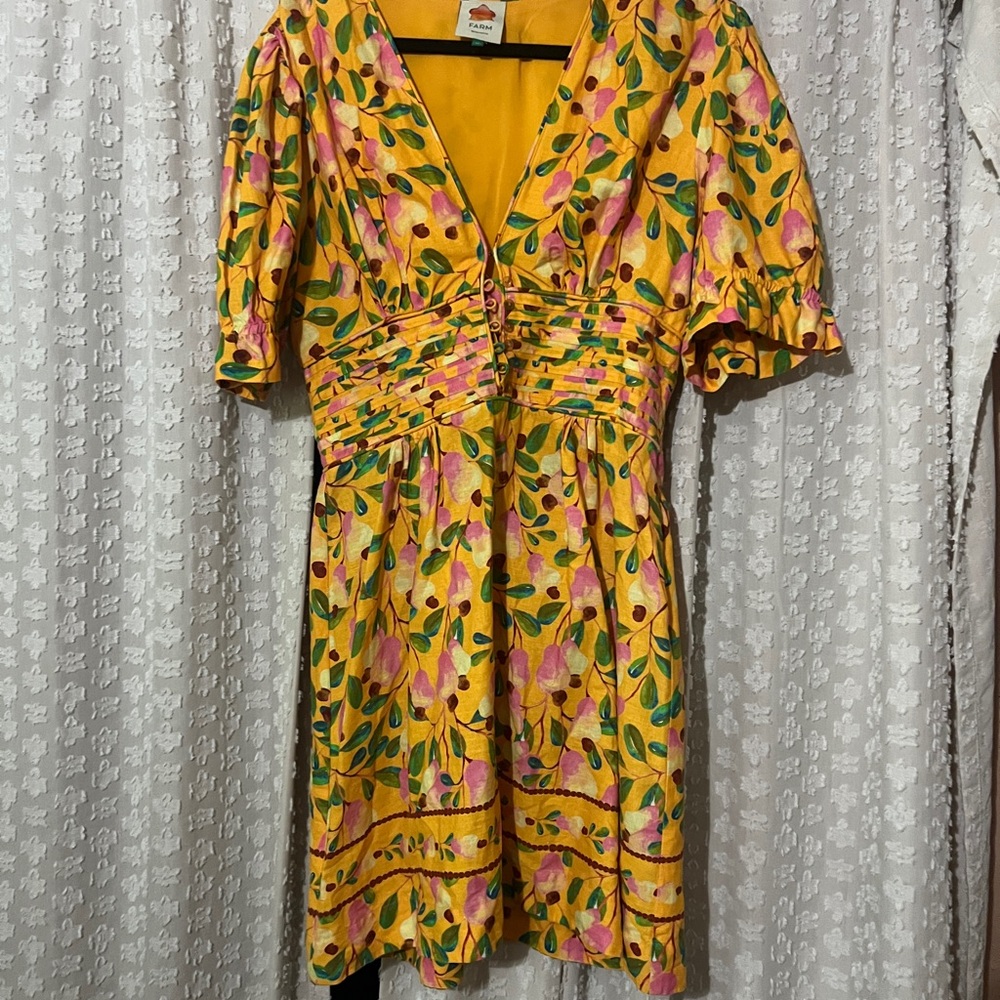 FARM Rio Multicolored Puff Sleeve Mini Dress